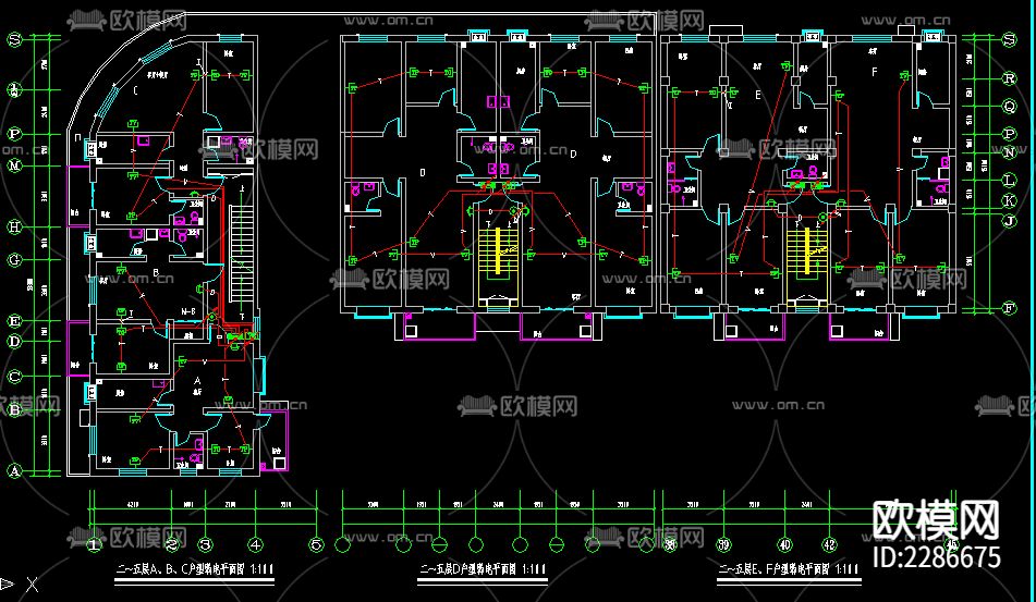 商住楼cad电气图下载（渲染图5）