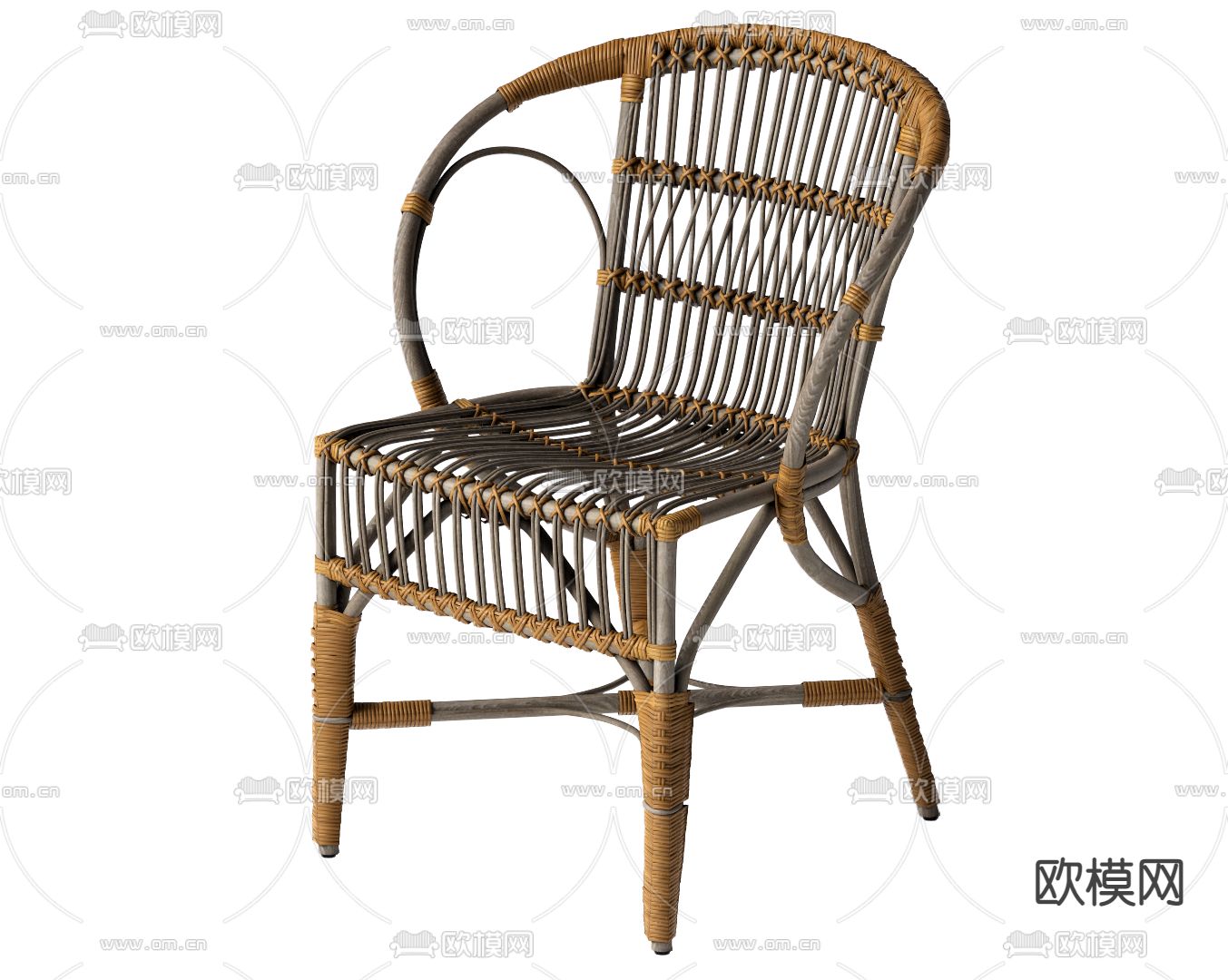 东南亚藤编休闲椅su模型下载（渲染图1）