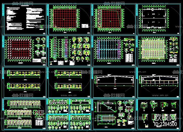 厂房结构cad施工图下载（渲染图1）