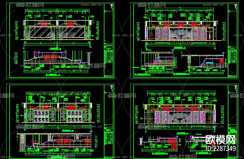 餐厅cad立面图下载（渲染图1）