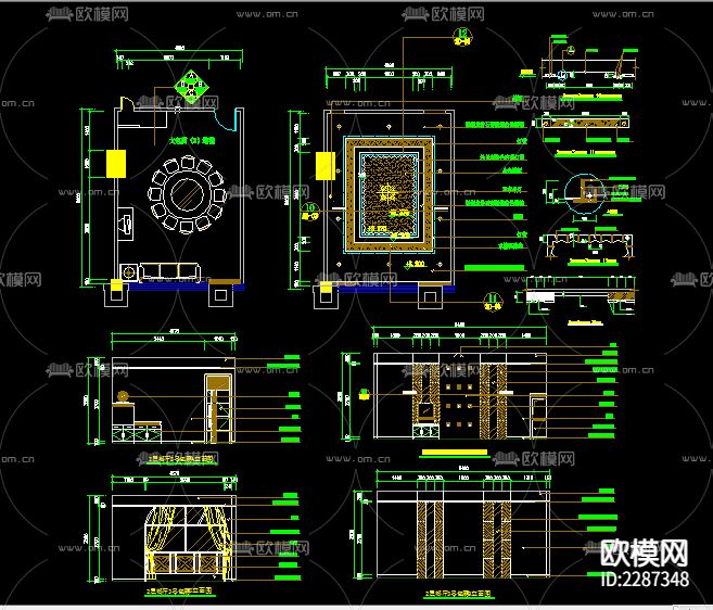 餐厅cad立面图下载（渲染图1）