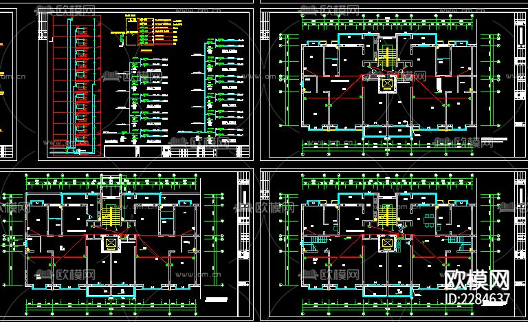 住宅电气CAD施工图下载（渲染图4）