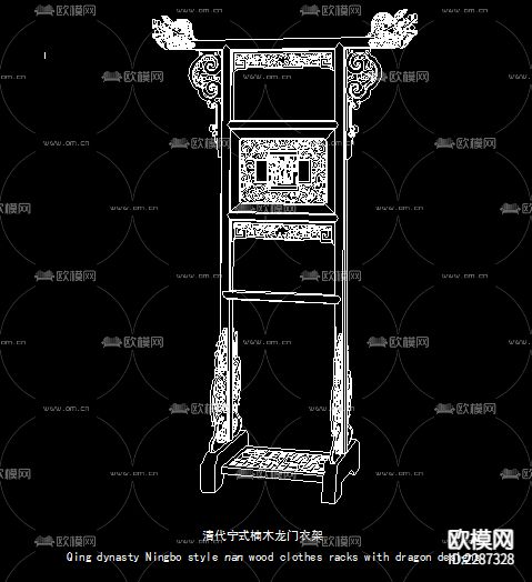 明清中式古典屏风cad图库下载（渲染图10）