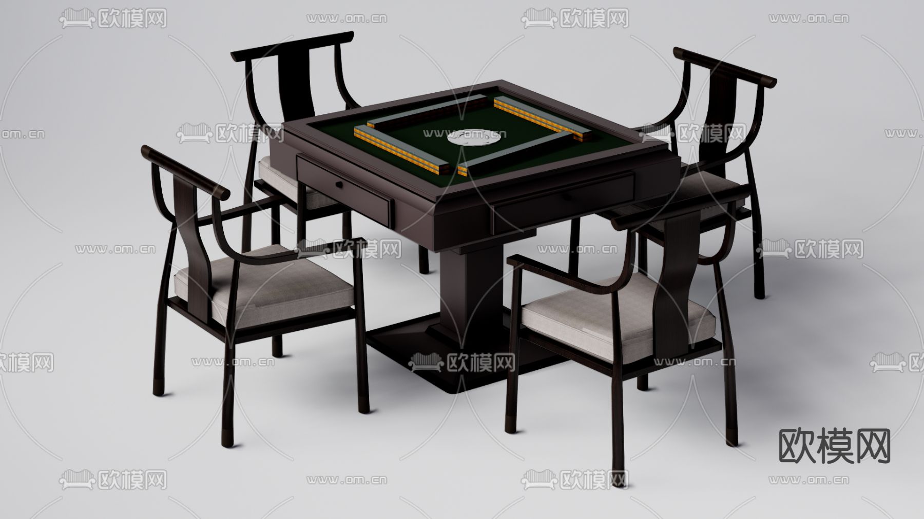 新中式麻将桌su模型下载（渲染图1）
