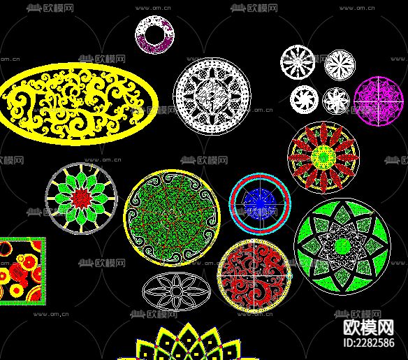 石材厂内部提供石材拼花cad图库下载（渲染图3）