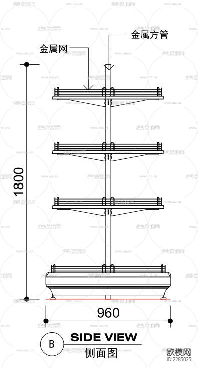 超市货架立面图cad施工图下载（渲染图2）