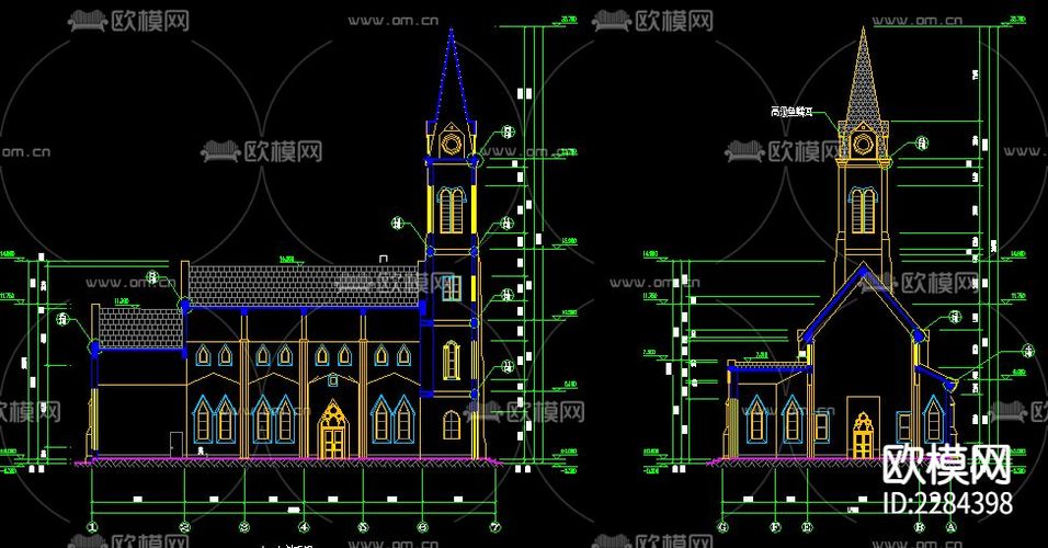 教堂全套建筑設(shè)計及規(guī)劃CAD施工圖下載(渲染圖3)