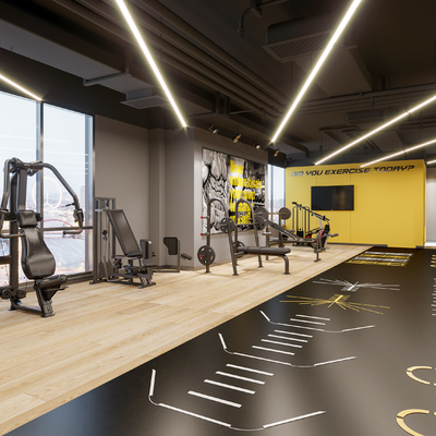  工业风健身房su模型 