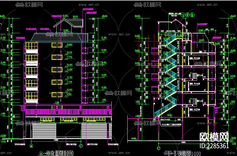 商住楼cad施工图下载（渲染图5）