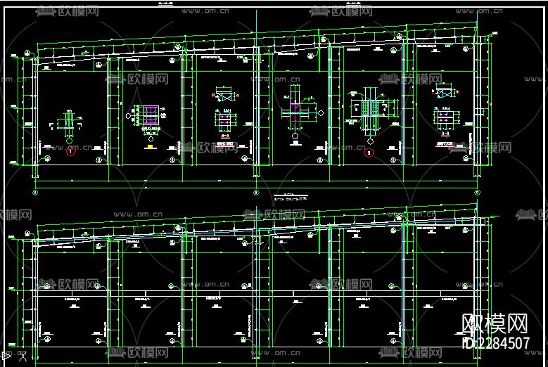 两层钢结构厂房全cad施工图下载（渲染图3）