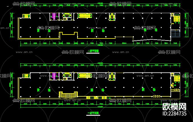 临街商场建筑外观平面规划cad施工图下载（渲染图5）