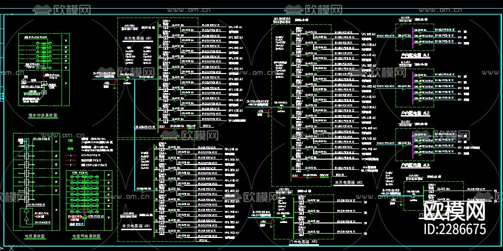 商住楼cad电气图下载（渲染图2）