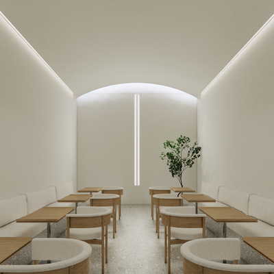  奶油风快餐厅su模型 