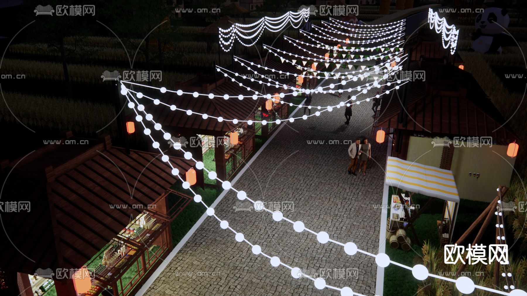 中式商业街su模型下载（渲染图5）