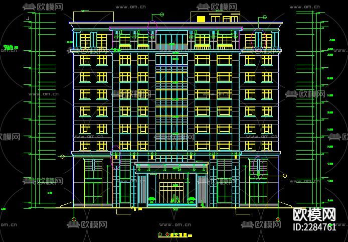 新錦城賓館建筑外觀cad施工圖下載(渲染圖2)
