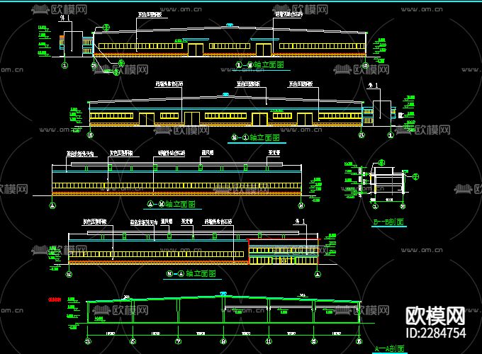 轻钢厂房CAD施工图下载（渲染图2）