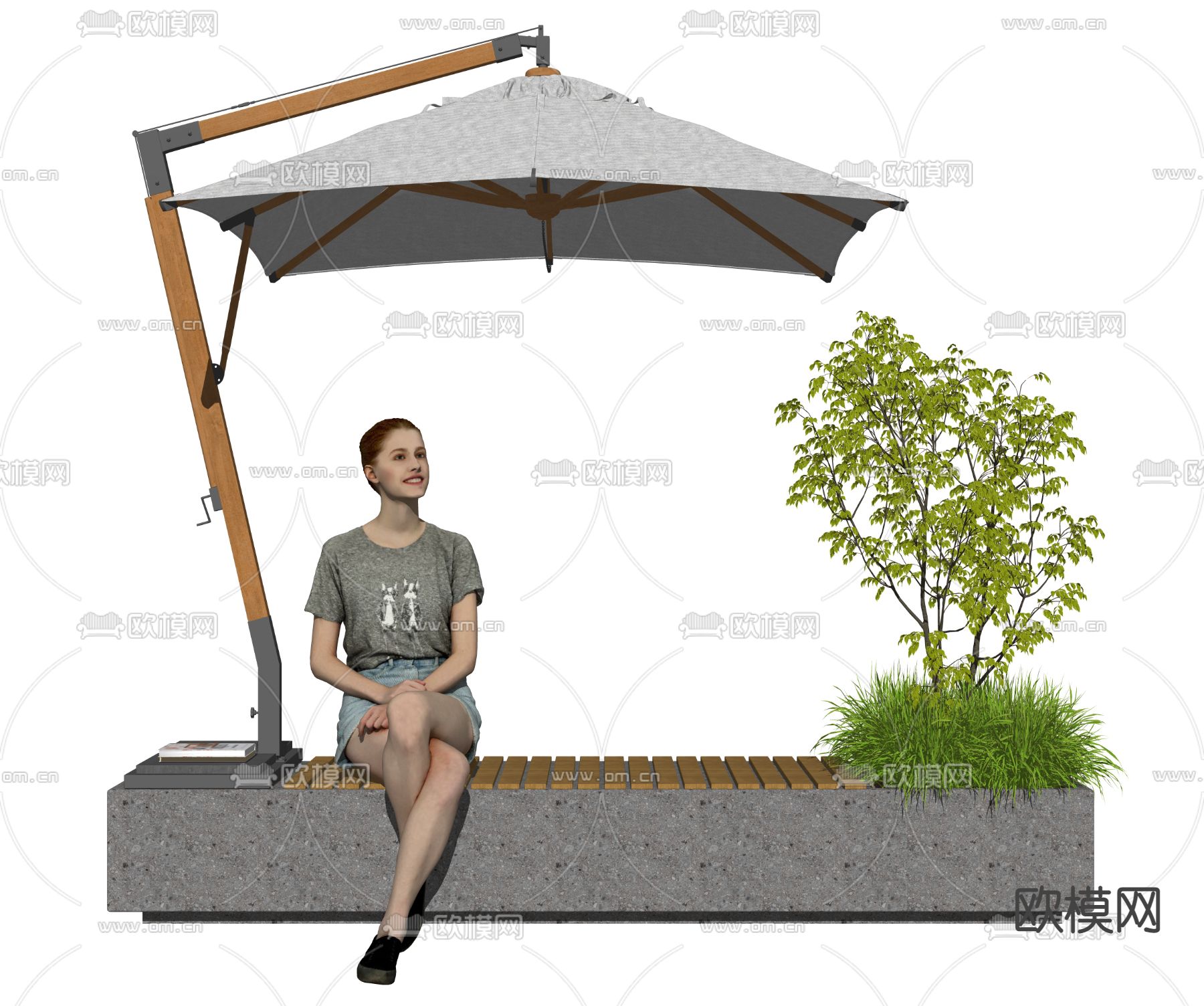 现代景观座椅su模型下载（渲染图2）