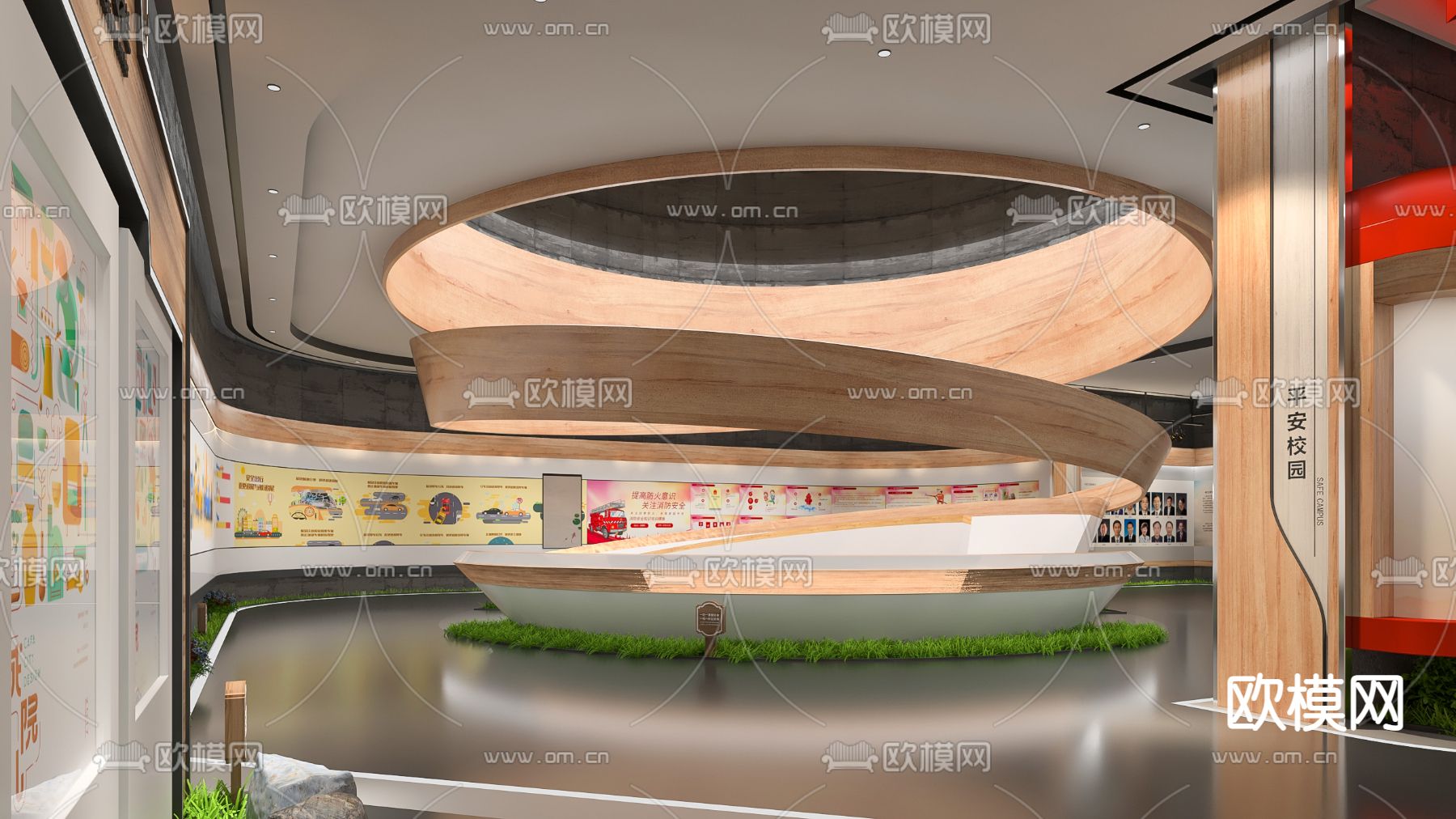 现代党建展厅su模型下载（渲染图1）