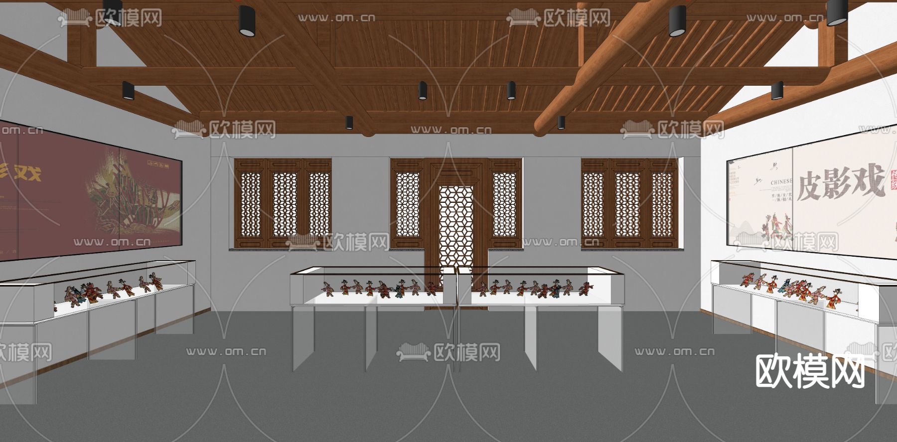 新中式皮影戏展厅su模型下载（渲染图3）