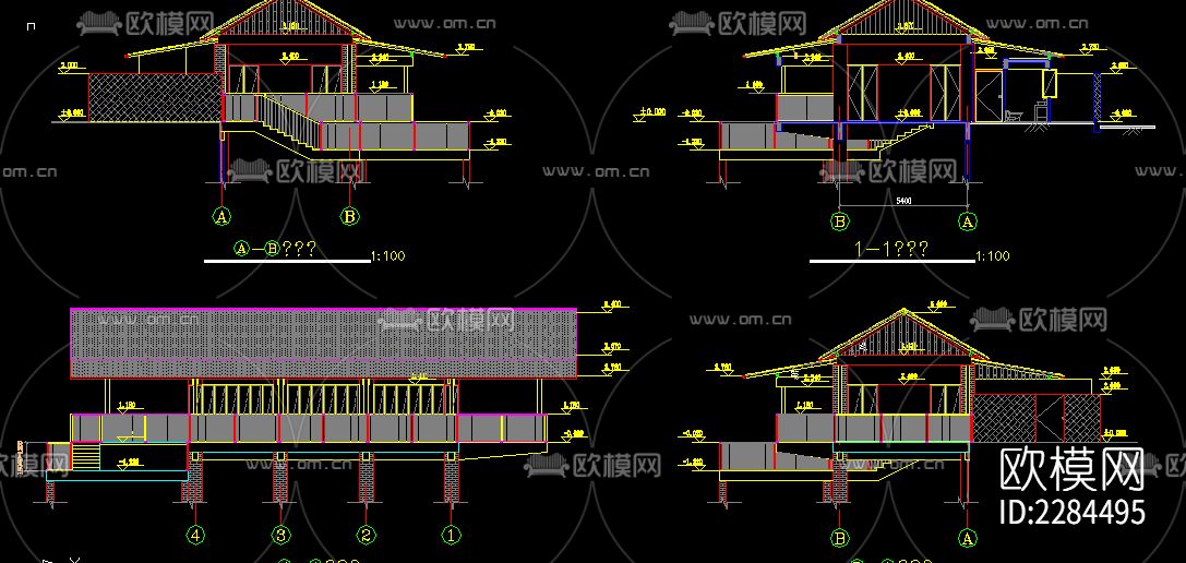 渡假村茶室全套cad施工图下载（渲染图2）