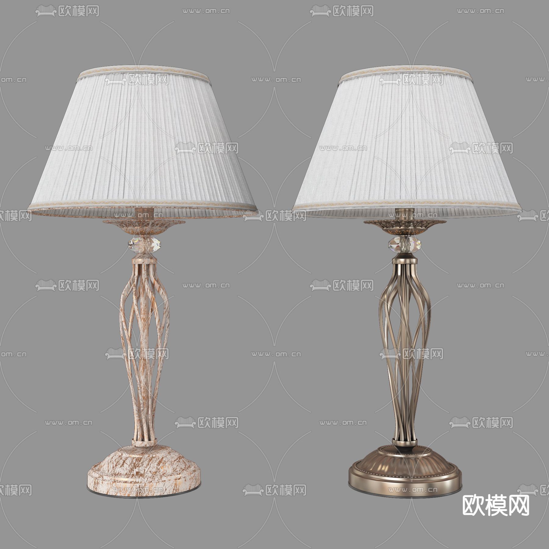 简欧复古台灯3d模型下载