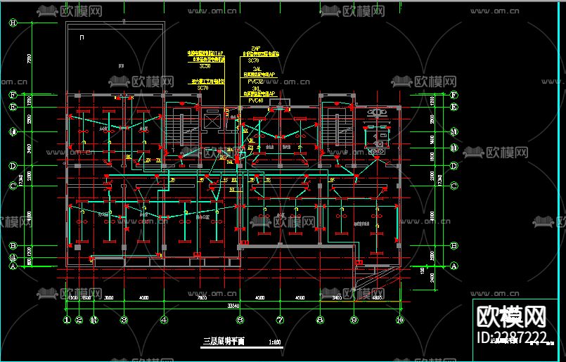 某环保局办公楼电气CAD施工图下载（渲染图3）