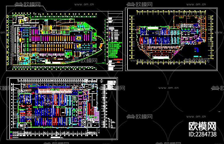 大型超市平面布置图cad施工图-免费3dmax模型库-欧模网