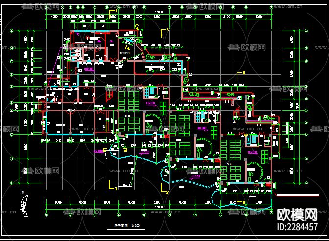 幼儿园CAD施工图下载（渲染图2）