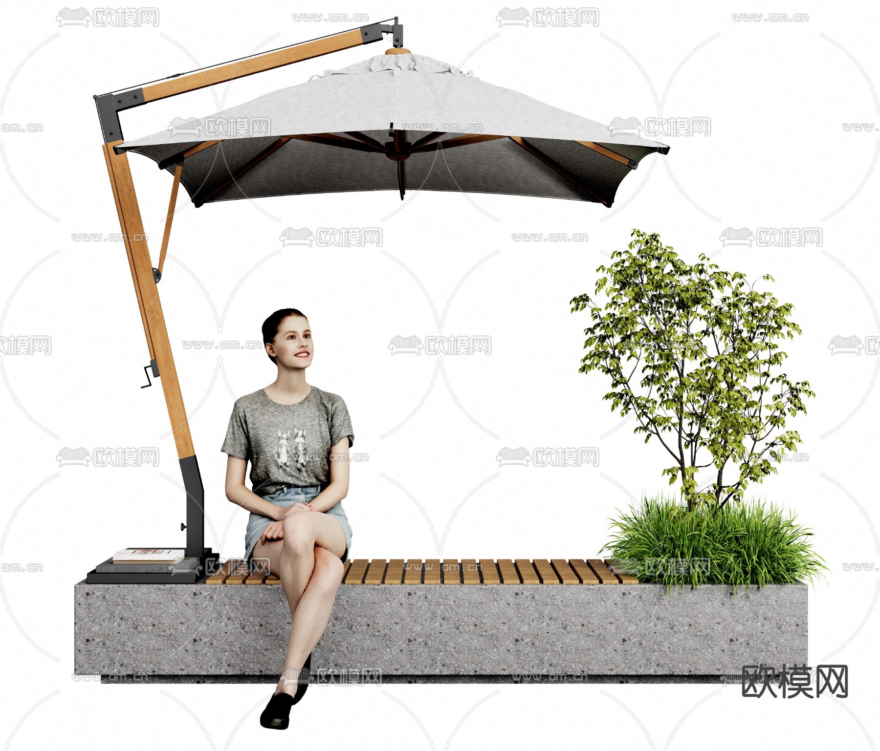 现代景观座椅su模型下载（渲染图1）