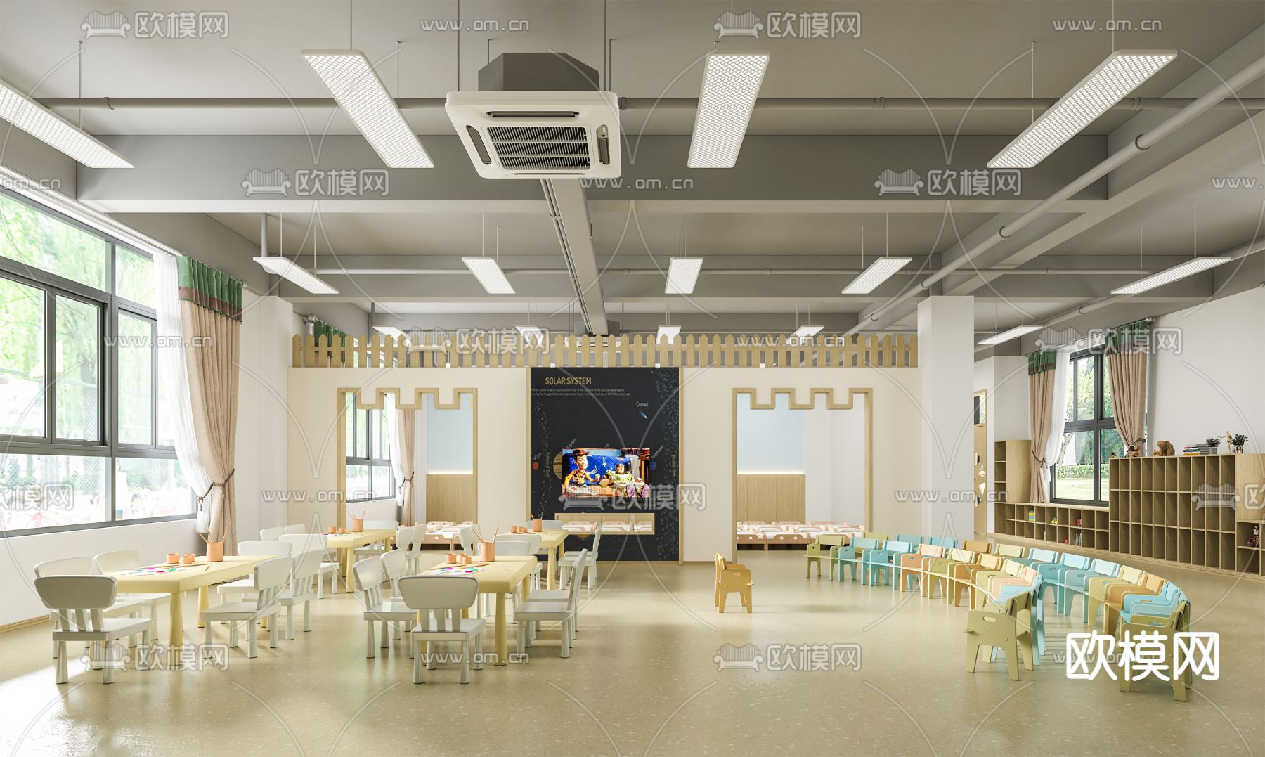 现代幼儿园活动室3d模型下载（渲染图2）