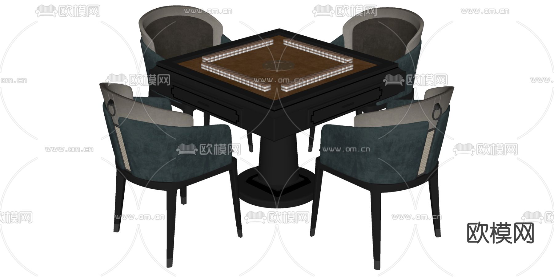 新中式麻将桌su模型下载（渲染图2）