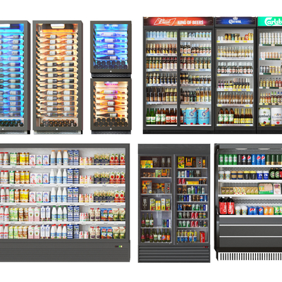  现代冰箱 饮料柜 红酒柜 冷柜su模型 