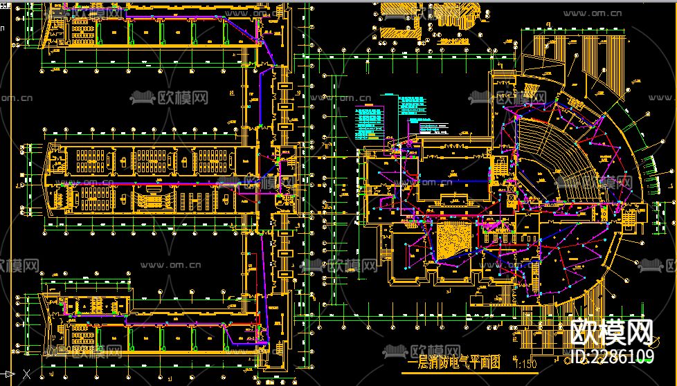 哈尔滨某五层教学楼cad施工图下载（渲染图3）