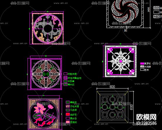 石材厂内部提供石材拼花cad图库下载（渲染图2）