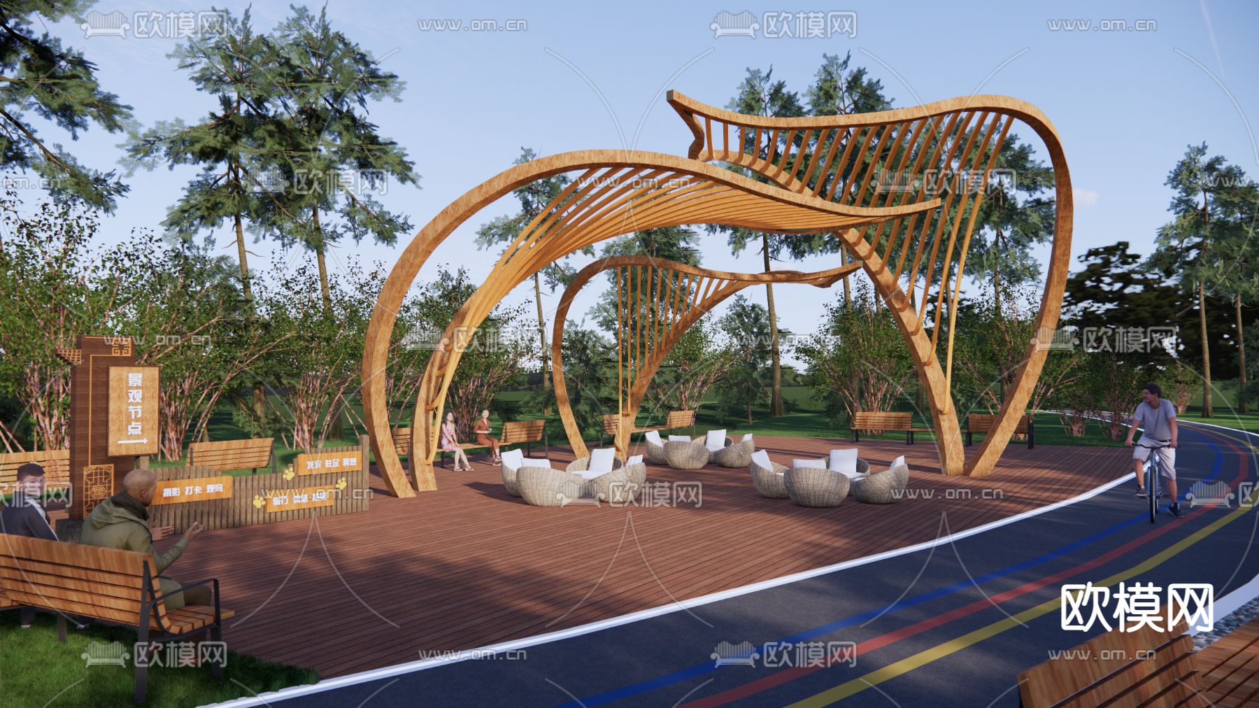 现代景观廊架su模型下载_ID12117178_sketchup模型下载-欧模网