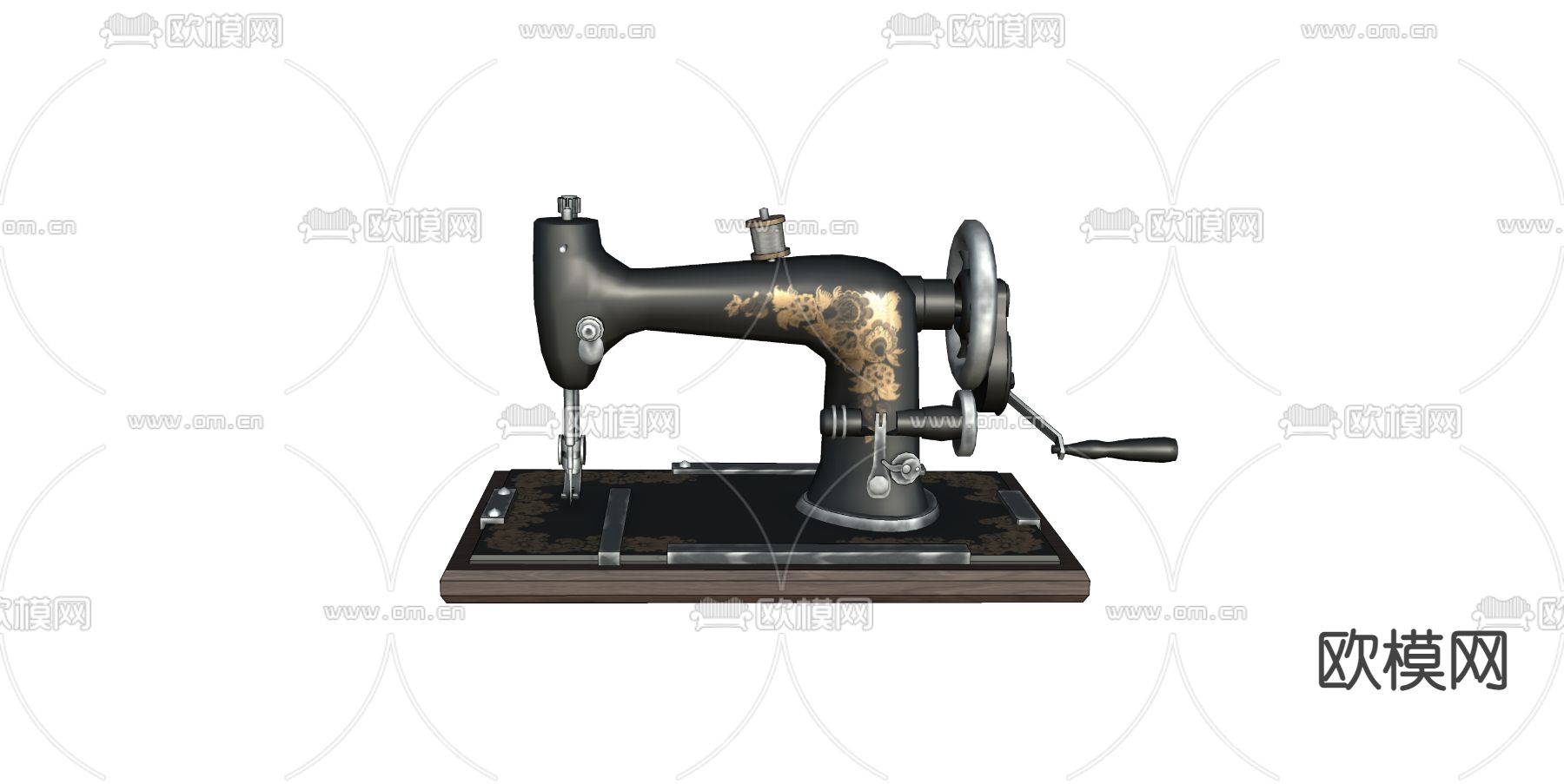 民国风复古缝纫机su模型下载（渲染图2）