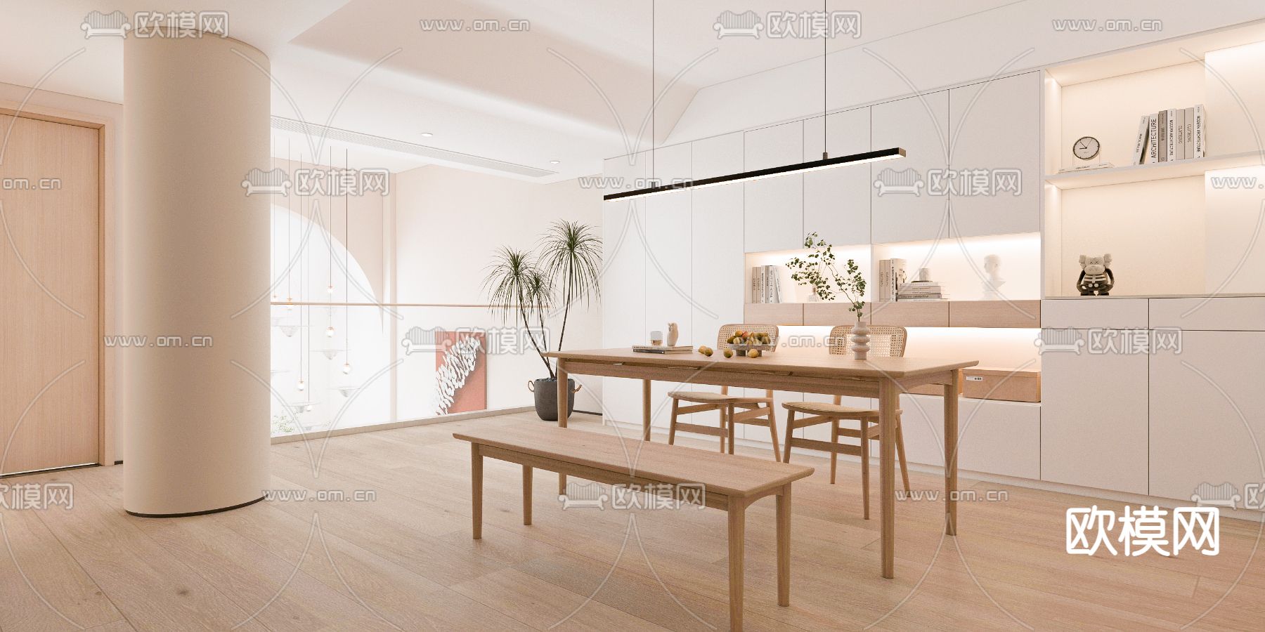 北欧书房su模型下载（渲染图1）