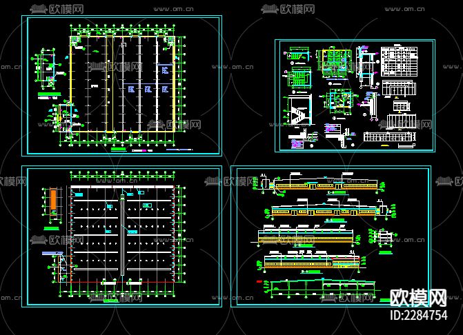 轻钢厂房CAD施工图下载（渲染图1）