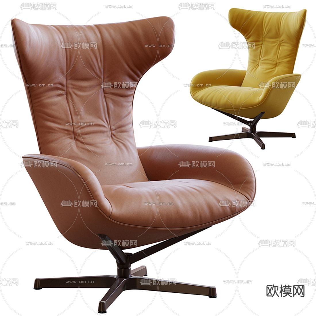 现代皮革办公椅 大班椅3d模型下载（渲染图1）