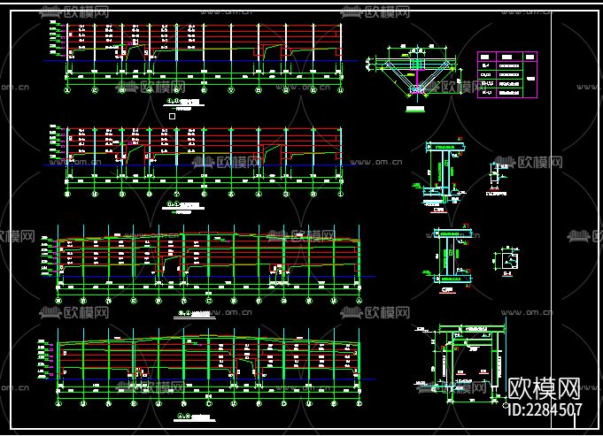 两层钢结构厂房全cad施工图下载（渲染图4）
