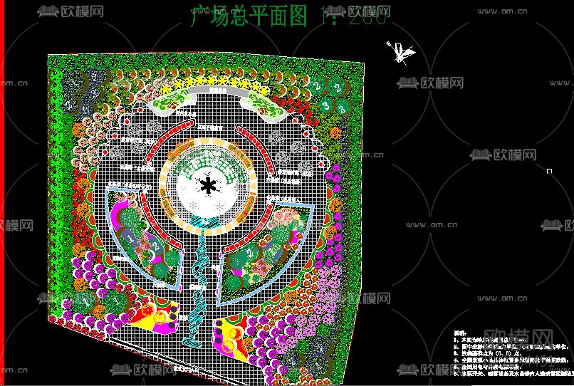 中心广场绿化CAD施工图下载