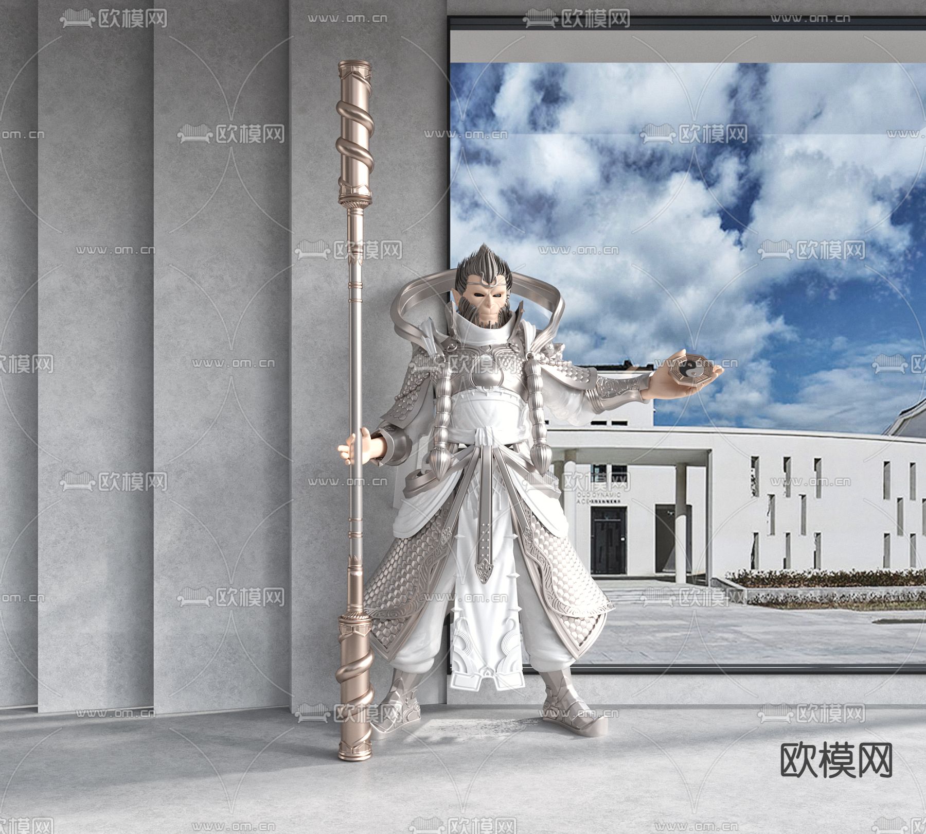 现代齐天大圣潮玩 雕塑3d模型下载