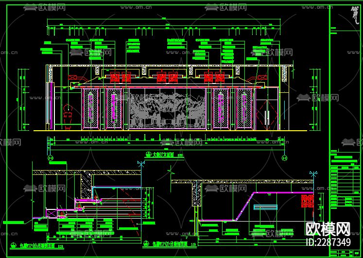 餐厅cad立面图下载（渲染图3）