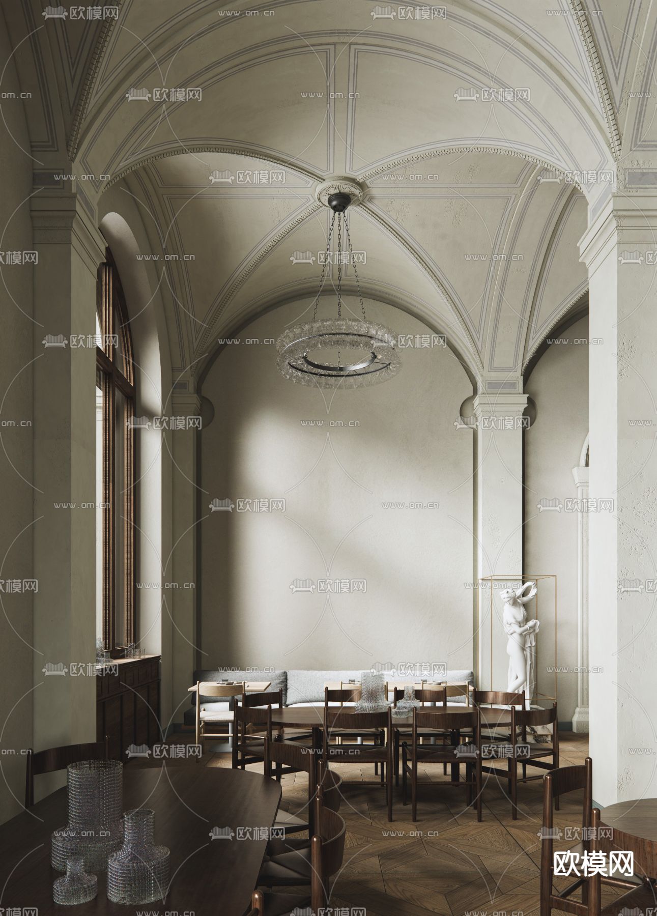 欧式中古西餐厅su模型下载（渲染图2）