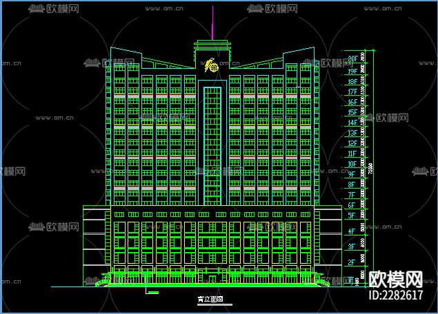 高层酒店cad施工图下载（渲染图2）