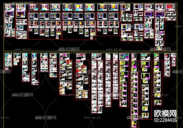 梦天整木家居CAD标准拆单图库下载（渲染图1）