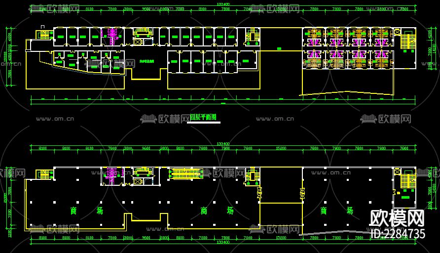 临街商场建筑外观平面规划cad施工图下载（渲染图3）
