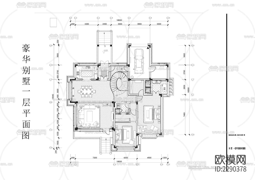 别墅cad平面施工图-免费3dmax模型库-欧模网