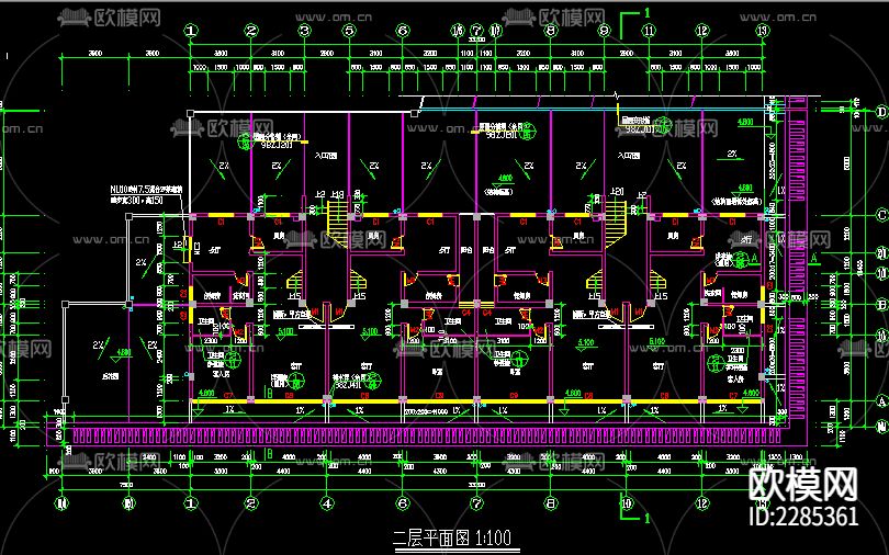 商住楼cad施工图下载（渲染图3）