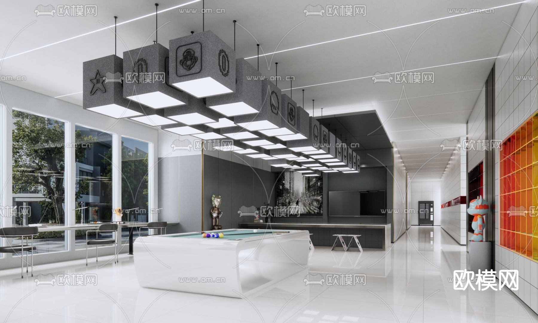 现代社区大堂su模型